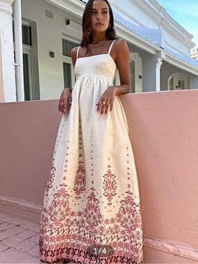 monet garden print sleeveless long dress Perfect Summer dress at @commense.official , Discount Code: mai_cqp_12  (Order over $49 ), Monet Garden Print Sleeveless Long Dress, SPU:  OA240426049, #commense #cmsfam #commensereview #commensecrew